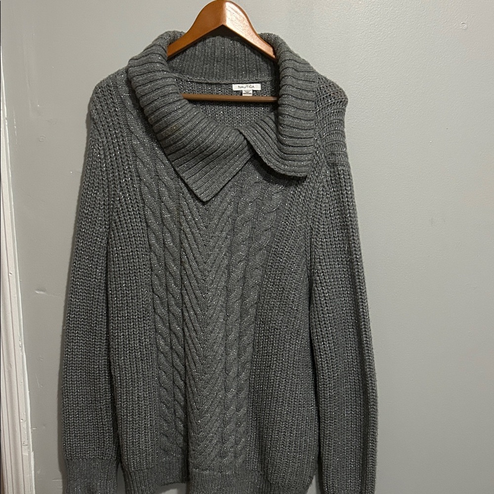 Nautica Charcoal Cowl Neck Sweater